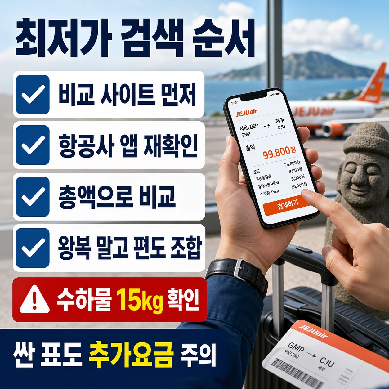 제주도 항공권 최저가 검색 순서와 총액 비교 요령