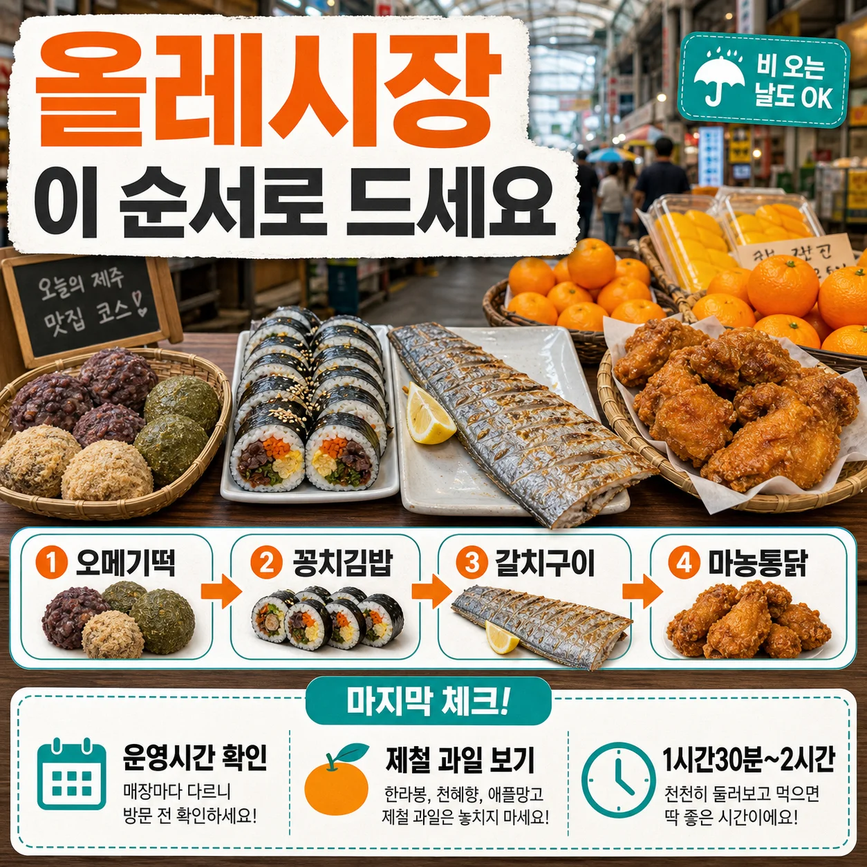 서귀포 올레시장 먹거리 대표 메뉴와 추천 동선